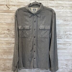 Converse Mens L Shirt One Star Gray Button Up Pockets Long Sleeve‎ 100% Cotton